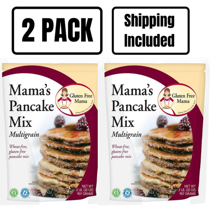 Multigrain Pancake Mix | 2lb. Bag | Gluten Free Mama's | Wheat-free, Gluten-Free Pancake Mix | Easy to Follow Recipe | Add Fruit or Spices for Extra Flavor | Perfect Breakfast Food | Light & Fluffy | 2 Pack | Shipping Included