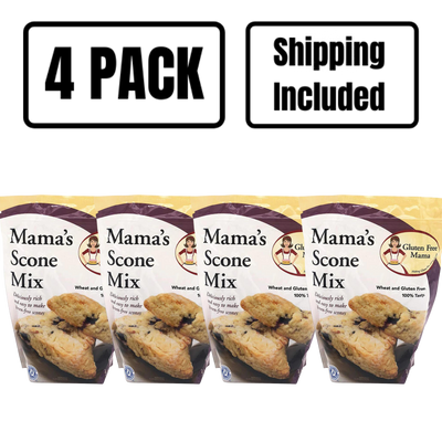 Gluten Free Scone Mix | 2 lb. Bag | Gluten Free Mama's | Easy to Make | Add Fruit or Cream for Burst of Flavor | Light and Fluffy | Nebraska Made Pastry | Warm, Soft Pastry Treat | Easy to Bake | 4 Pack | Shipping Included