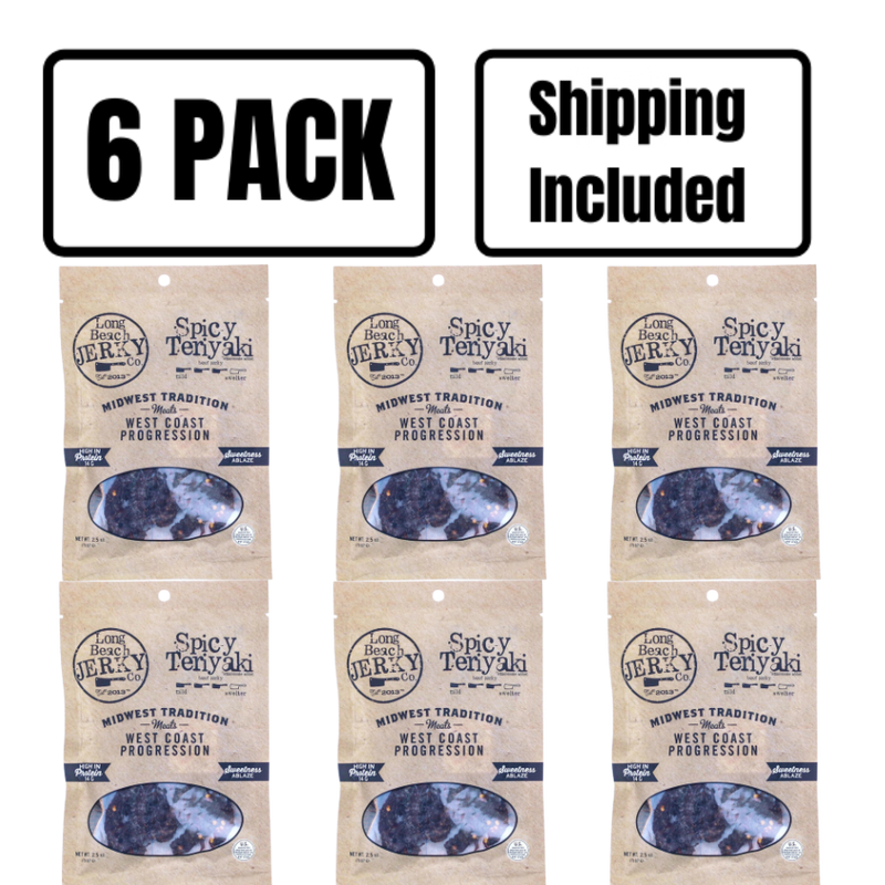 Beef Jerky | 2.5 oz. | Spicy Teriyaki Flavor | Rich Source Of Protein | Bold and Savory | Nebraska Beef Jerky | Kick Of Heat | Midwest Tradition | Made with REAL Beef | Sweet, Rich, & Soaked With Salty Goodness | 6 Pack | Shipping Included