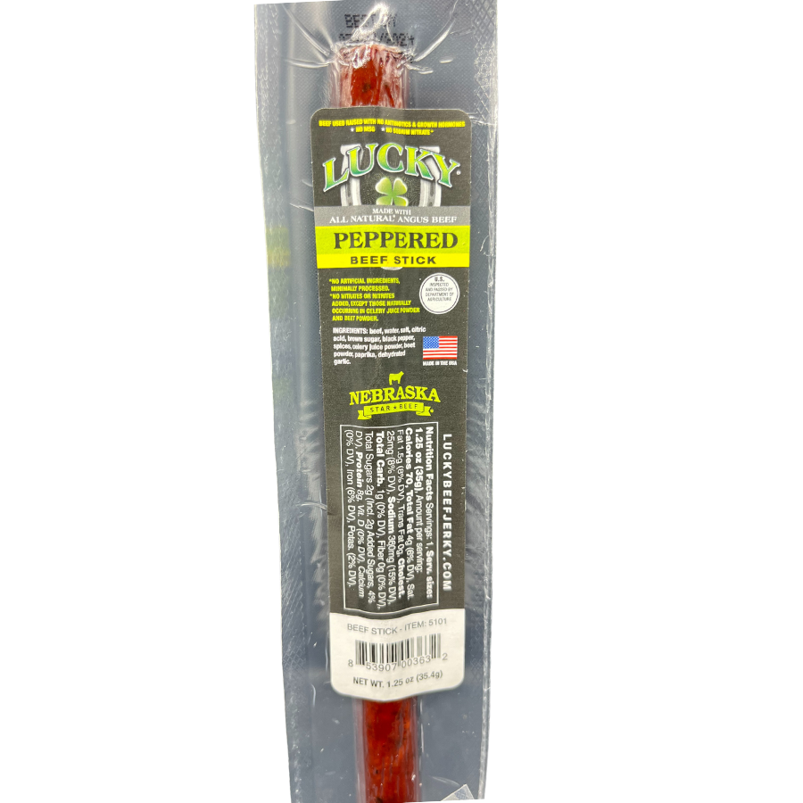 Black Pepper Beef Stick | 1.25 oz. | Perfect Balance Of Beef & Pepper | Lean, All Natural Angus Beef | No Artificial Ingredients | Quick, Convenient Snack | Nebraska Beef Stick | 12 Pack | Shipping Included