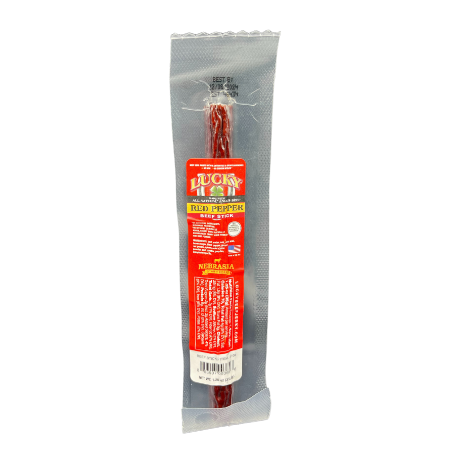 Red Pepper Beef Stick | 1.25 oz. | Perfectly Cooked Hot, Sweet, & Premium All Natural Beef | Spice Lovers | Spicy Snack | All Natural | Nebraska Beef | Expertly Cooked & Seasoned | Lean, Tender Beef | 6 Pack | Shipping Included