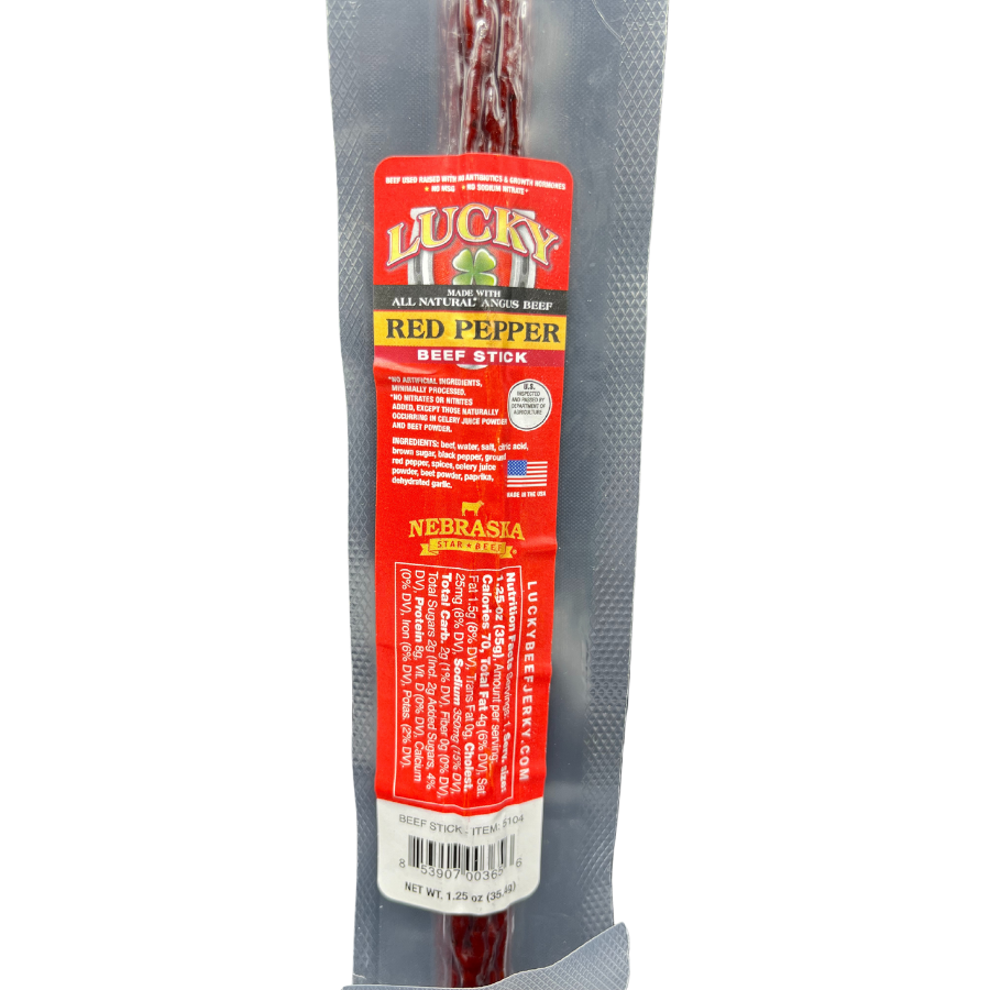 Red Pepper Beef Stick | 1.25 oz. | Perfectly Cooked Hot, Sweet, & Premium All Natural Beef | Spice Lovers | Spicy Snack | All Natural | Nebraska Beef | Expertly Cooked & Seasoned | Lean, Tender Beef | 6 Pack | Shipping Included