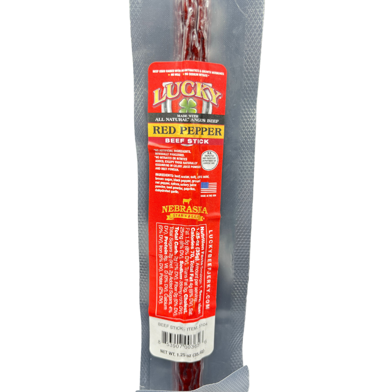 Red Pepper Beef Stick | 1.25 oz. | Hot, Sweet, & Premium All Natural Beef  | Spicy, Quick Snack | All Natural | Nebraska Angus Beef | Expertly Cooked & Seasoned | Lean, Tender Beef | 12 Pack | Shipping Included