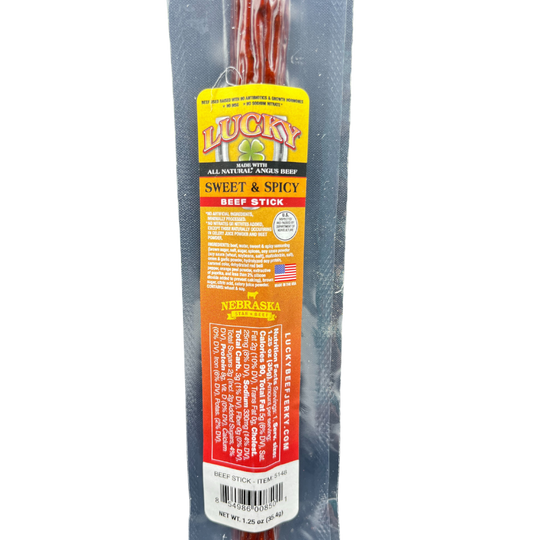 Sweet & Spicy Beef Stick | 1.25 oz. | Mouthwatering Teriyaki & Red Pepper Combination | Lean, Premium, All Natural Angus Beef | Cooked To Tender Perfection | Easy, Quick On-The-Go Snack | Nebraska Beef