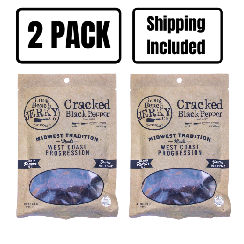 Beef Jerky | 2.5 oz. | Cracked Black Pepper Flavor | Good Source Of Protein | Robust Flavor Everyone Loves | Nebraska Beef Jerky | Made with Tender Beef Cuts | Cooked To Perfection | On The Go Snack | 2 Pack | Shipping Included
