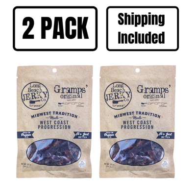 Beef Jerky | 2.5 oz. | Gramps Original Flavor | Burst Of Authentic Flavor | Nebraska Beef Jerky | Made with Tender Beef Cuts | Perfect Snack for Car Rides | Healthy, High Protein Snack | Mild Spice | 2 Pack | Shipping Included