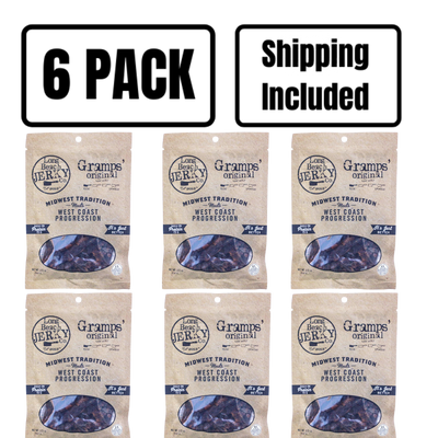 Beef Jerky | 2.5 oz. | Gramps Original Flavor | High Protein Snack | Artfully Seasoned | Nebraska Beef Jerky | Made with the Best Tender Beef Cuts | Robust Flavor | Healthy, High Protein Snack | 6 Pack | Shipping Included