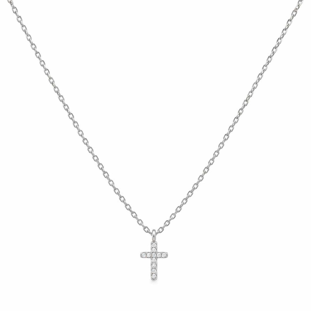 Cubic Zirconia Silver Cross Necklace