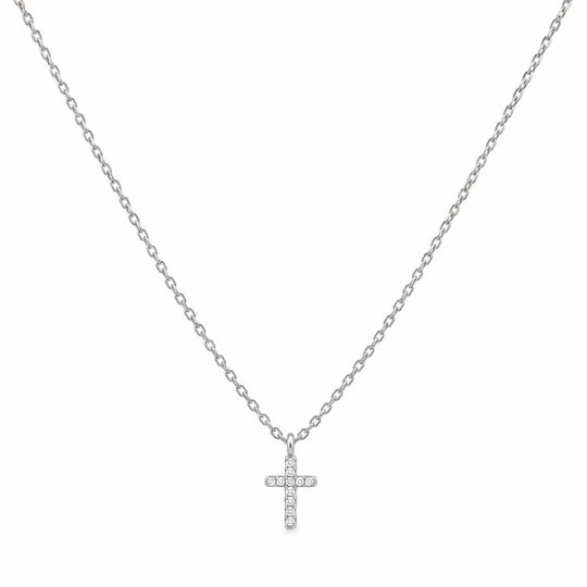 Cubic Zirconia Silver Cross Necklace