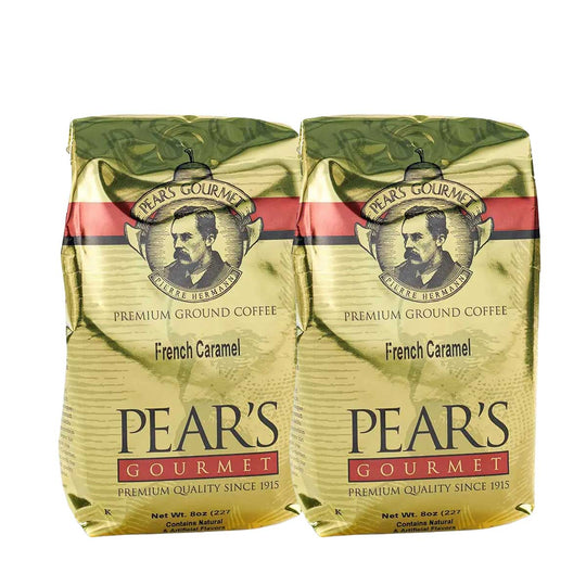 Pear's French Caramel Ground Coffee | Pack of 2 | 8 oz | Brenmar