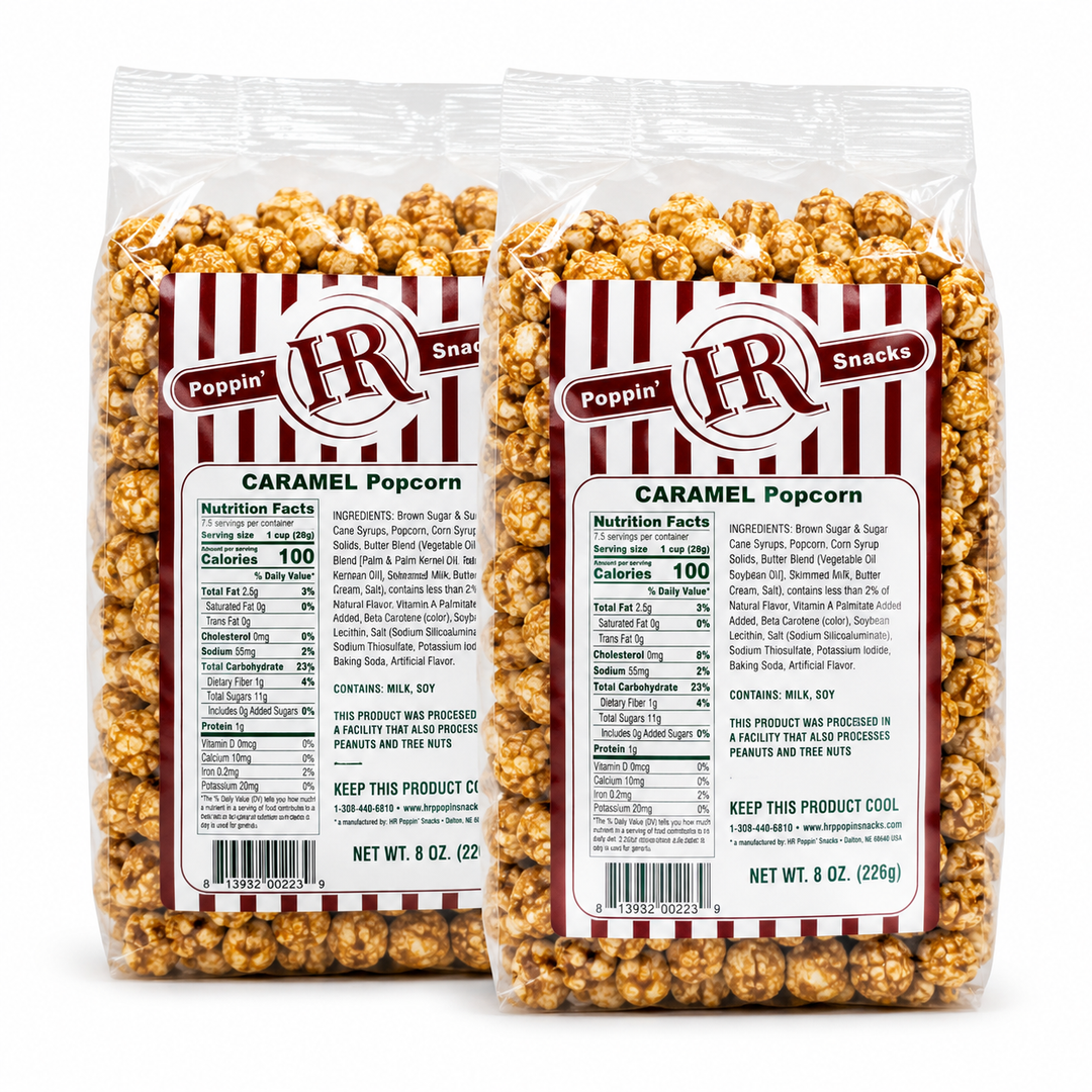 Caramel Popcorn | Pack of 2 | 6.3 oz | HR Poppin' Snacks