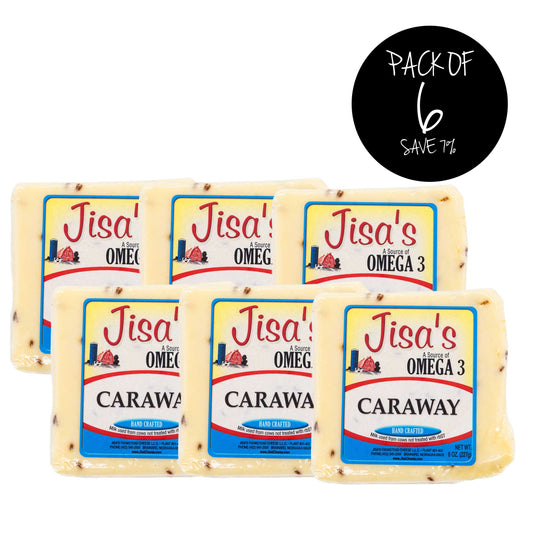 Caraway Cheese Block | Pack of 6 | 8 oz | Jisa's Farmstead Cheese