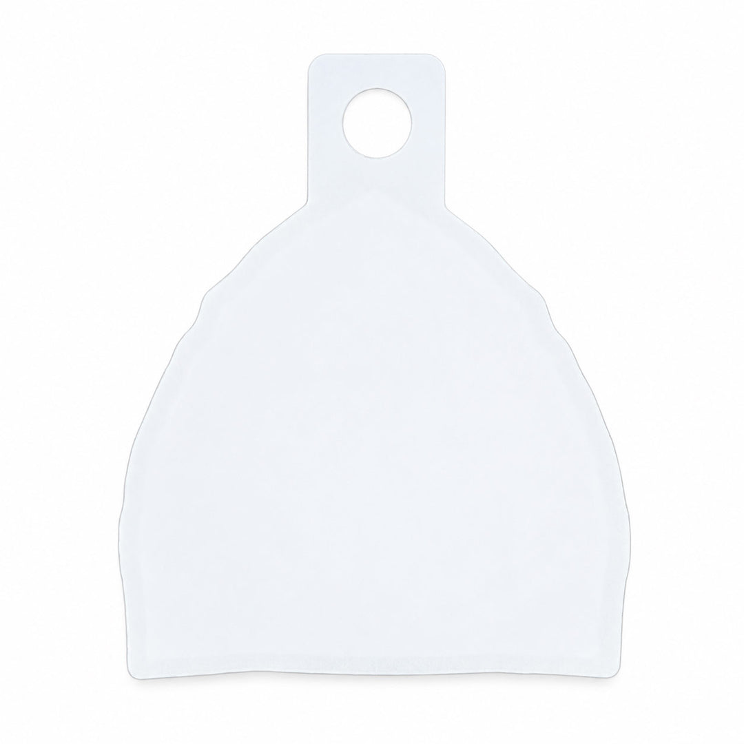 A sticker with a hanging loop at the top, shown against a plain white background.