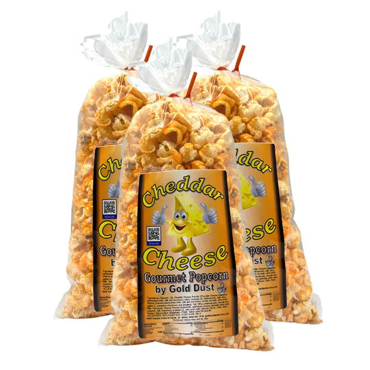 Cheddar Cheese Popped Popcorn | Pack of 3 | 2 oz | Non-GMO | Gold Dust Kettle Corn
