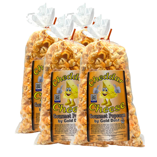 Cheddar Cheese Popped Popcorn | Pack of 4 | 2 oz | Non-GMO | Gold Dust Kettle Corn