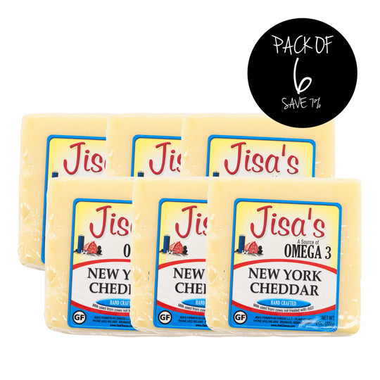 New York Cheddar Cheese Block | Pack of 6 | 8 oz | Jisa's Farmstead Cheese