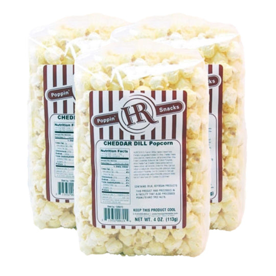 Cheddar Dill Popcorn | Pack of 3 | 4 oz | HR Poppin' Snacks
