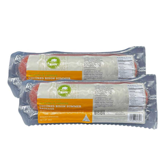 Jalapeno Peppercheese Bison Summer Sausage | Pack of 2 | 7-8 oz | Nebraska Bison