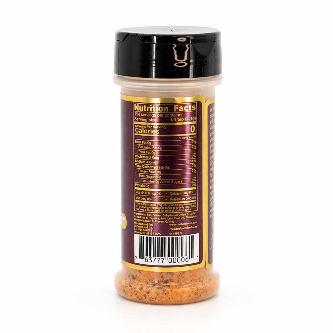 Spice container with nutrition facts label on a white background
