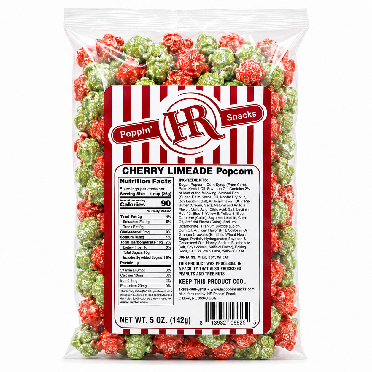 A 5 oz bag of Poppin' H.R.