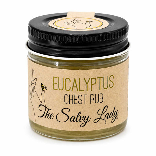 Jar of Eucalyptus Chest Rub by The Salvy Lady on a white background