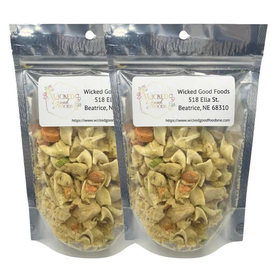 Freeze Dried Chicken Noodle Soup | 2.5 oz | Pack of 2 | Wicked Good Foods