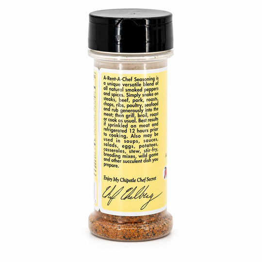 Spice jar with a label on a white background