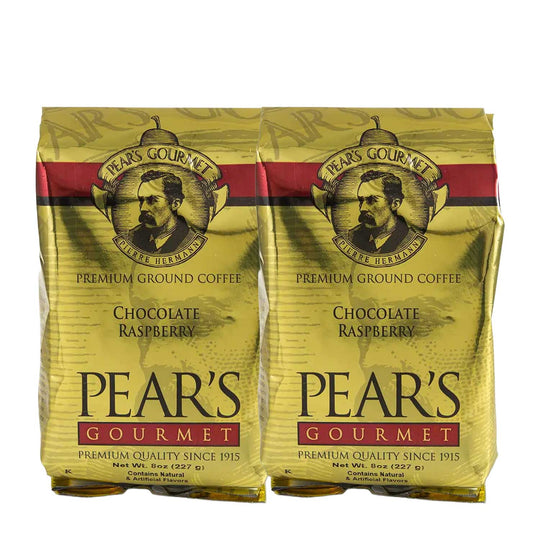 Pear's Chocolate Raspberry Ground Coffee | Pack of 2 | 8 oz | Brenmar