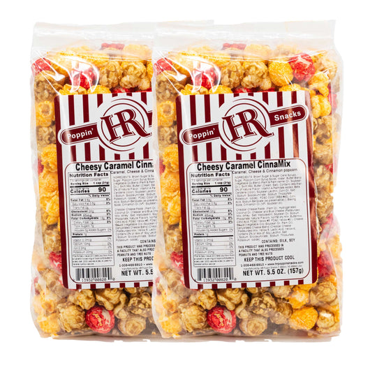 Cheesy Caramel Cinnamix Popcorn | 5.5 oz | Pack of 2 | HR Poppin' Snacks