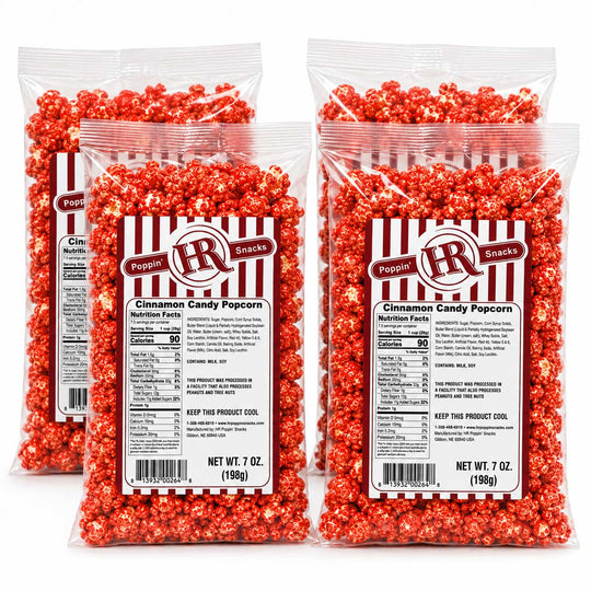Cinnamon Candy Popcorn | Pack of 4 | 5 oz | HR Poppin' Snacks