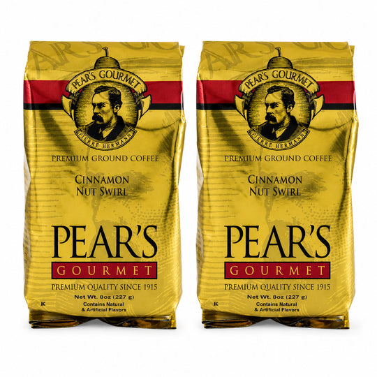 Pear's Cinnamon Nut Swirl Ground Coffee | Pack of 2 | 8 oz | Brenmar
