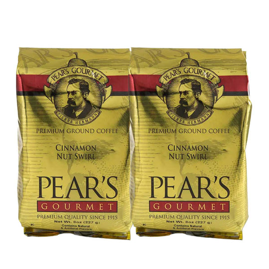 Pear's Cinnamon Nut Swirl Ground Coffee | Pack of 2 | 8 oz | Brenmar