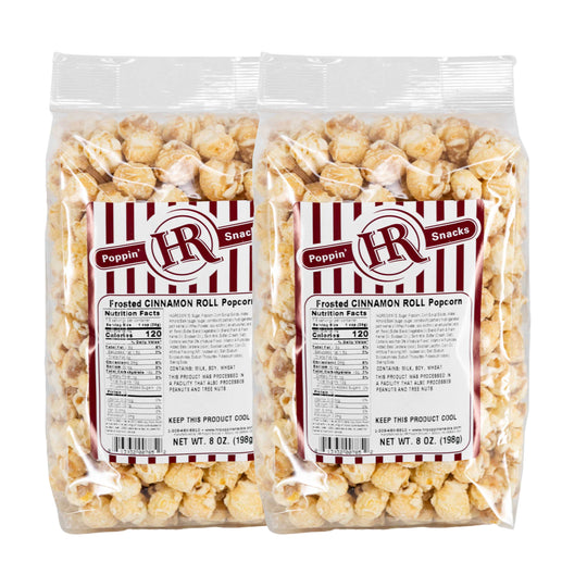 Frosted Cinnamon Roll Popcorn | 8 oz | Pack of 2 | HR Poppin' Snacks