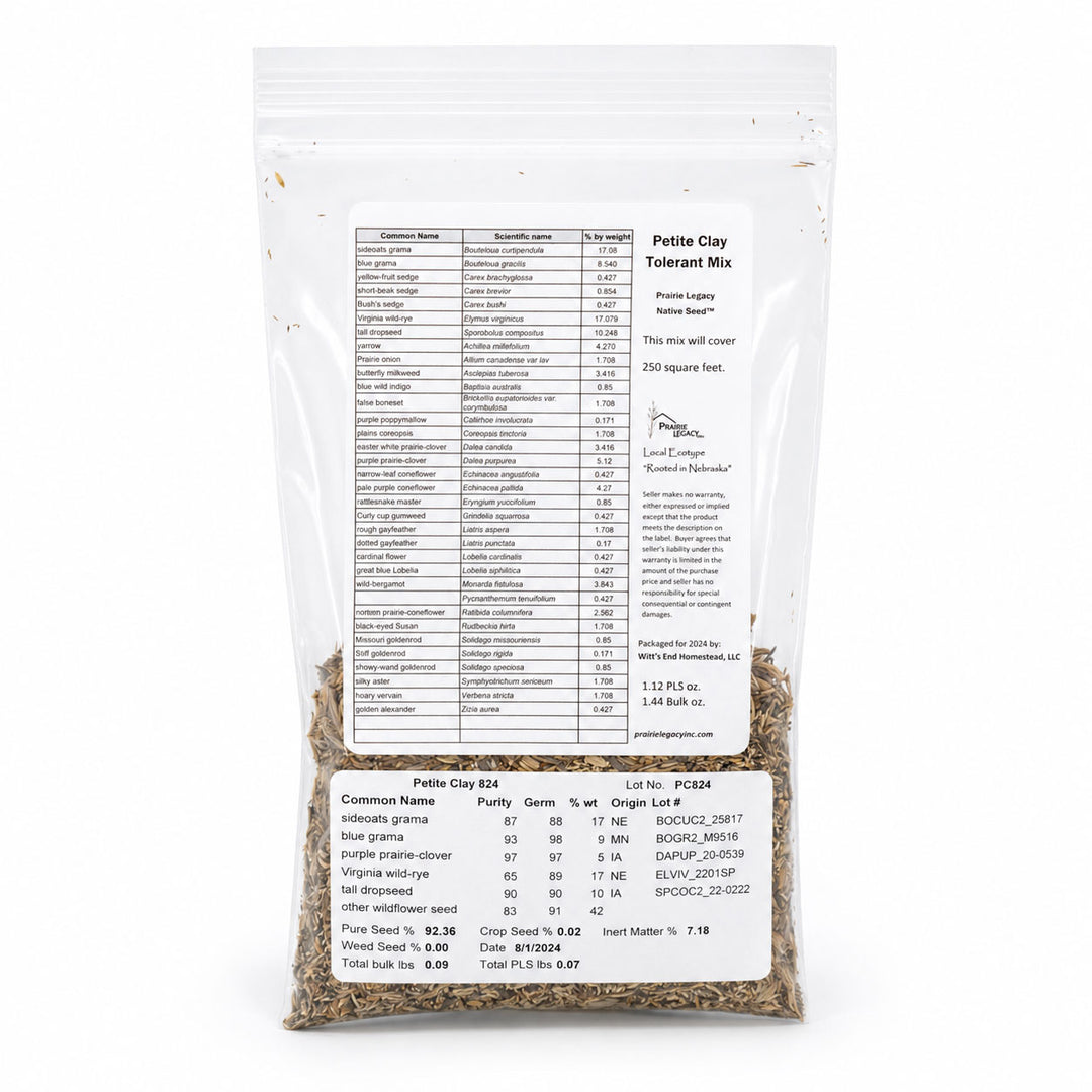 Clear package with text and a small amount of material inside on a white background
