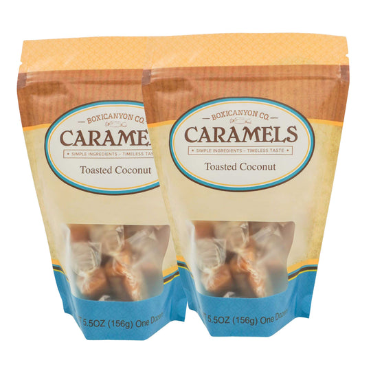 Toasted Coconut Caramels | Pack of 2 | 12 Caramels Each | Boxicanyon Caramels