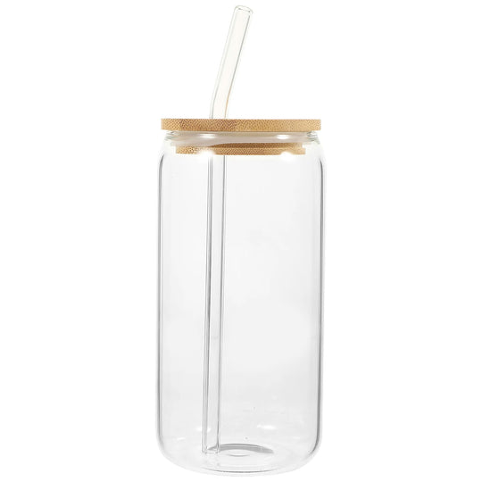 Custom Etched Iced Coffee Glass with Bamboo Lid and Straw | 16 oz | RCK Creations & More