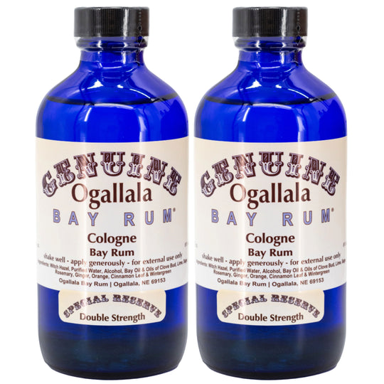 Double Strength Bay Rum Scented Aftershave | Pack of 2 | Multiple Sizes | Ogallala Bay Rum