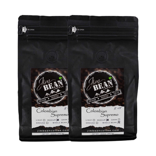 Colombian Supremo Whole Bean Coffee | Pack of 2 | 14 oz | Jim Bean Coffee