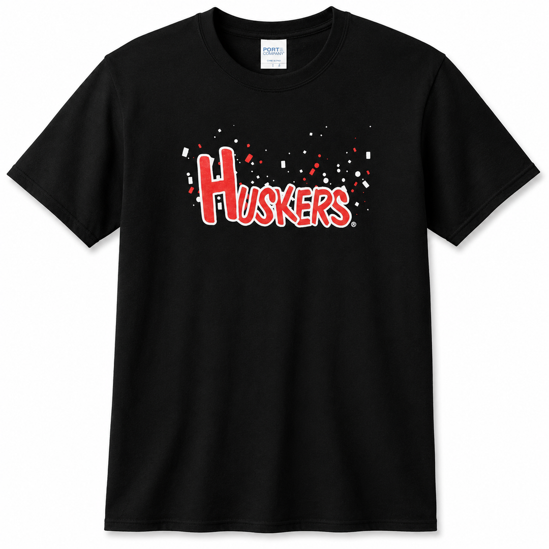 Huskers Youth Confetti Black Shirt