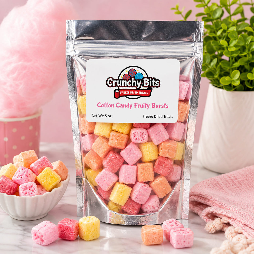 Cotton Candy Fruity Bursts | 5 oz | Crunchy Bits Candy