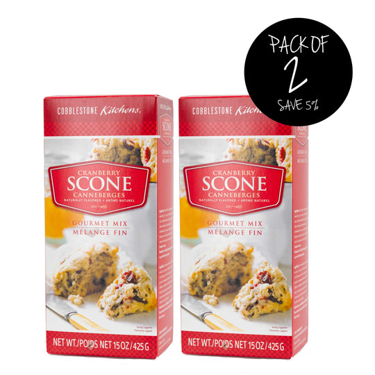 Cranberry Scone Mix | 15 oz. | 2 Pack | Fresh Cranberry Flavor | Cobblestone Kitchen