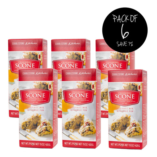 Cranberry Scone Mix | 15 oz. | 6 Pack | Holiday Baking Mix | Cobblestone Kitchen