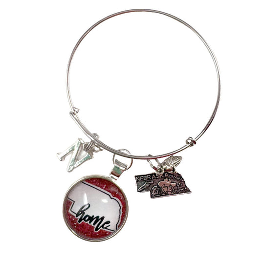 Nebraska Wire Bangle Bracelet | Multiple Charm Options | One Size Fits Most | Create