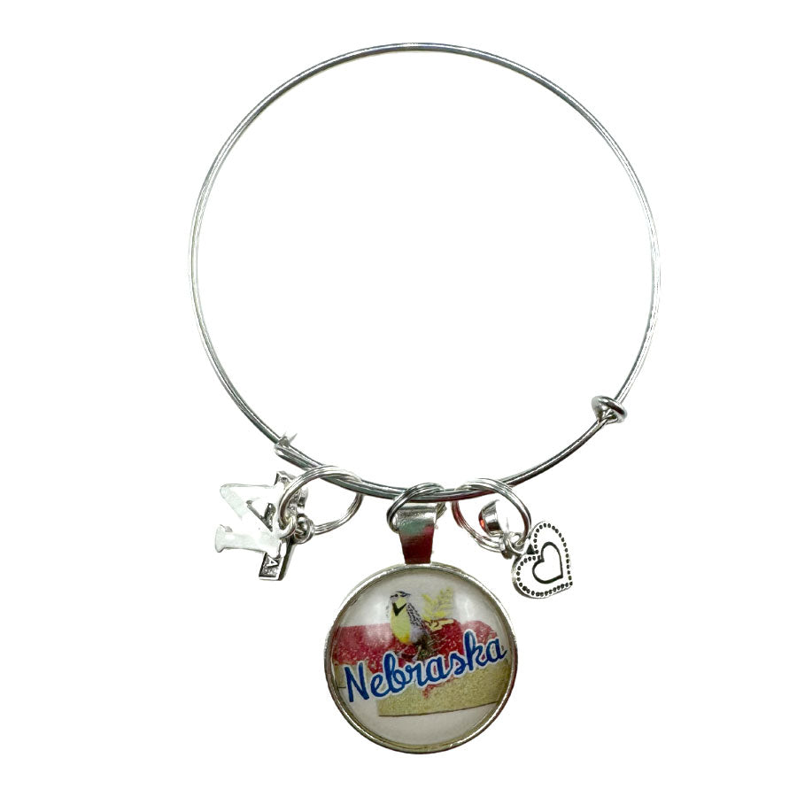 Nebraska Wire Bangle Bracelet | Multiple Charm Options | One Size Fits Most | Create