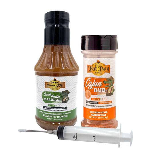 Fat Boy Turkey and Poultry Package With Injector | Creole Butter, Cajun Rub & Injector | Gluten Free | Hickman's Fat Boy BBQ