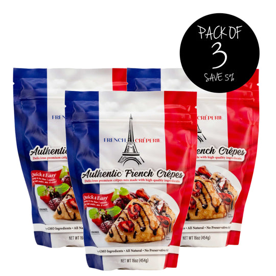 Authentic Crepe Mix | Pack of 3 | 16 oz. | High Quality Organic Ingredients | All Natural | No Preservatives | Quick & Easy