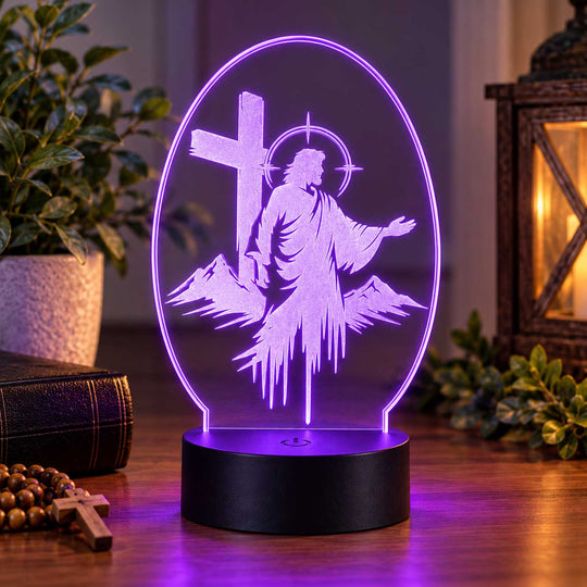 Jesus and cross LED plaque