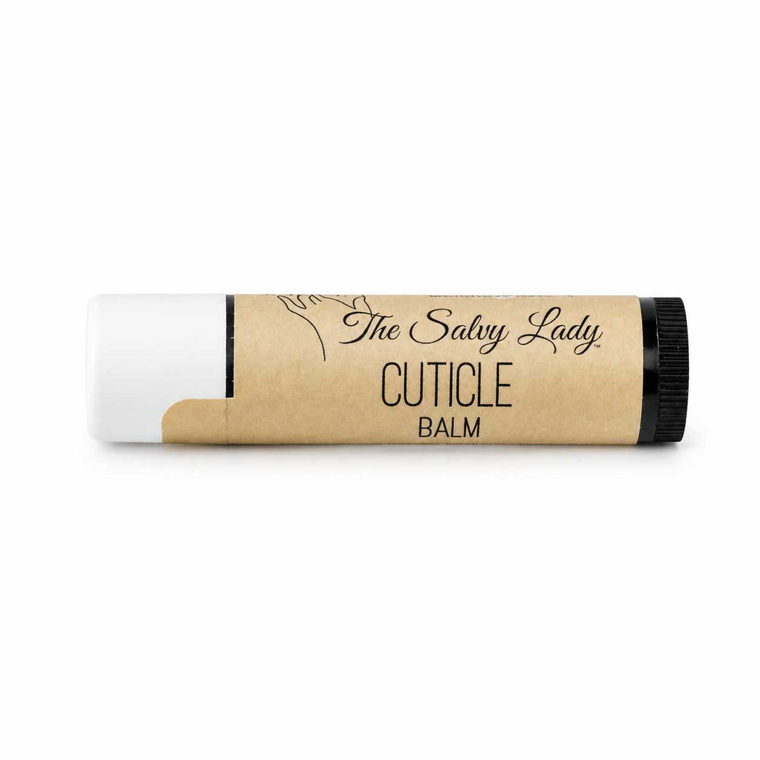Cuticle balm tube labeled 'The Salvy Lady' on a white background