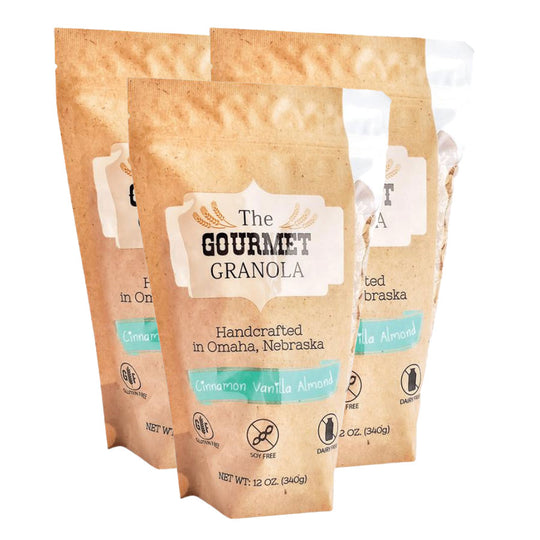 Cinnamon Vanilla Almond Granola | Pack of 3 | 12 oz | Gluten, Dairy, & Soy Free | The Gourmet Granola