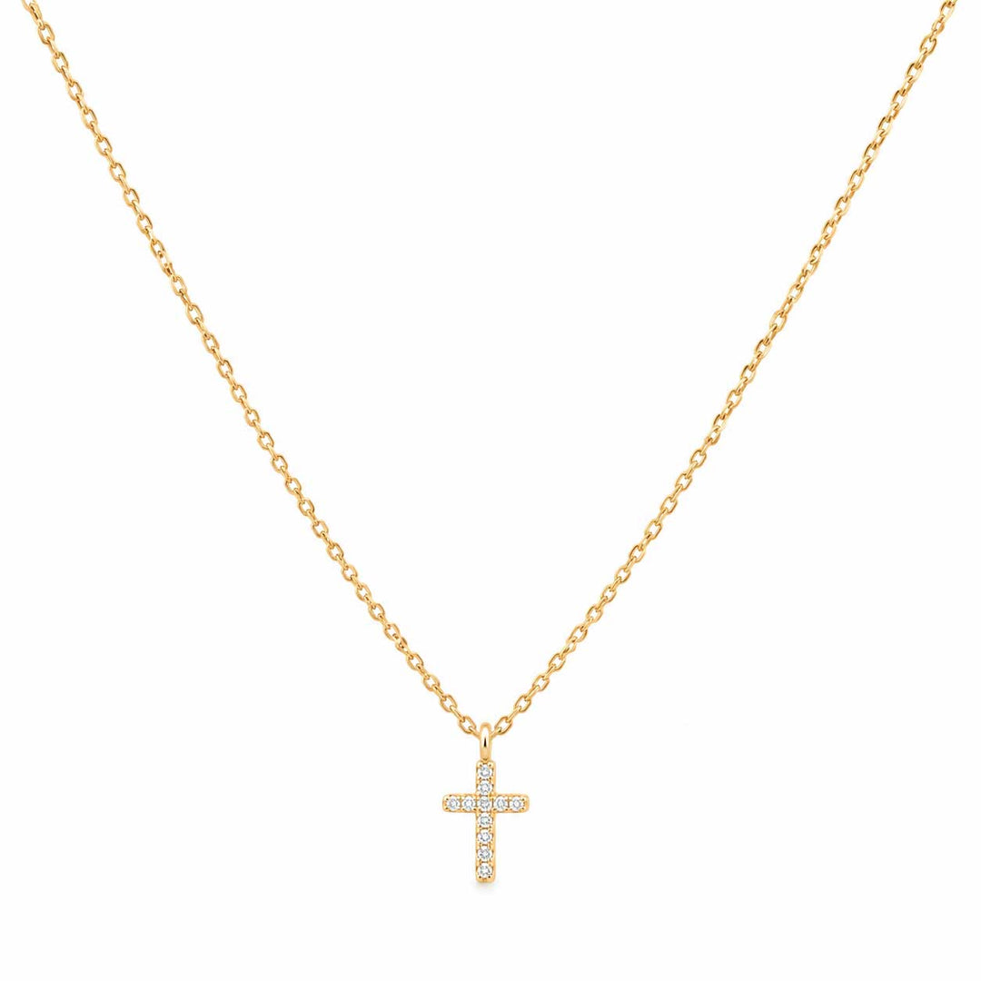 Cubic Zirconia Gold Cross Necklace